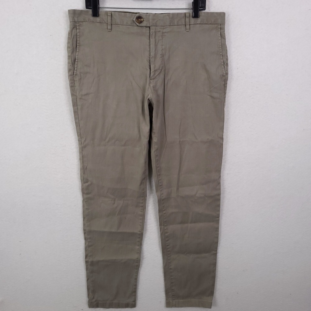 Proper Cloth Chino Pants 34x30 Fits 36x30 Sage Green Bergamo Linen Blend Twill